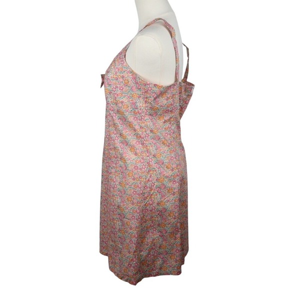 Lightweight Disty Floral Cotton Mini Sun Dress 90's Style Beach Swimsuit Coverup - Picture 4 of 7